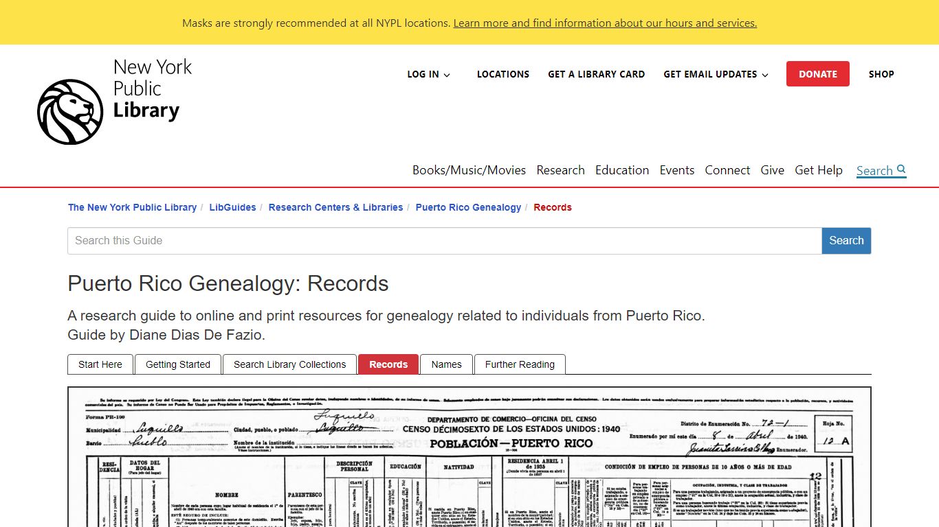 Puerto Rico Genealogy: Records - New York Public Library