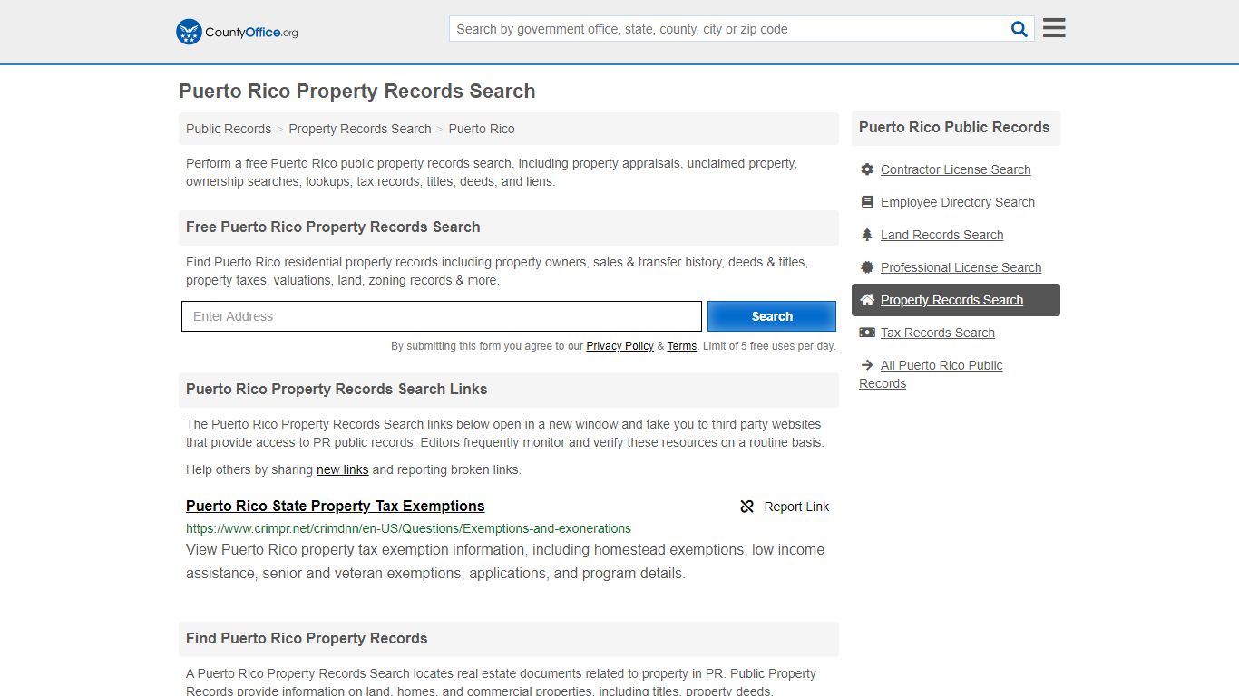 Puerto Rico Property Records Search - County Office